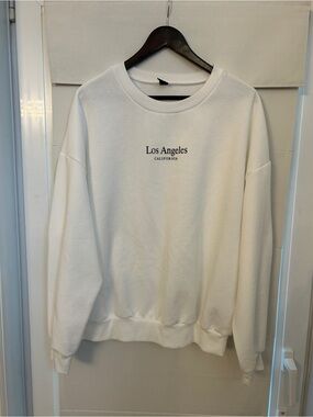 SHEIN White 'Los Angeles California' Crewneck Sweatshirt